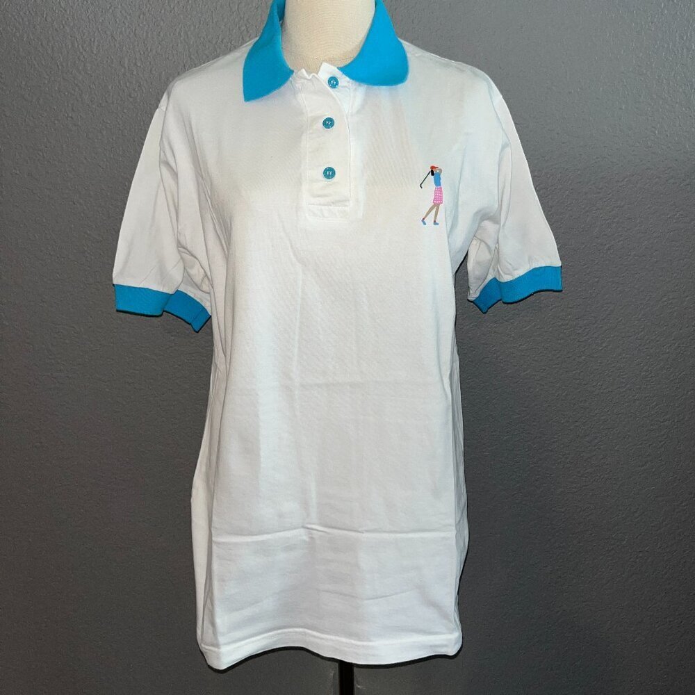 KEN DONE SPORT MADE IN AUSTRALIA VINTAGE 80's ARTSY WOMEN'S GOLF POLO SHIRT TOP